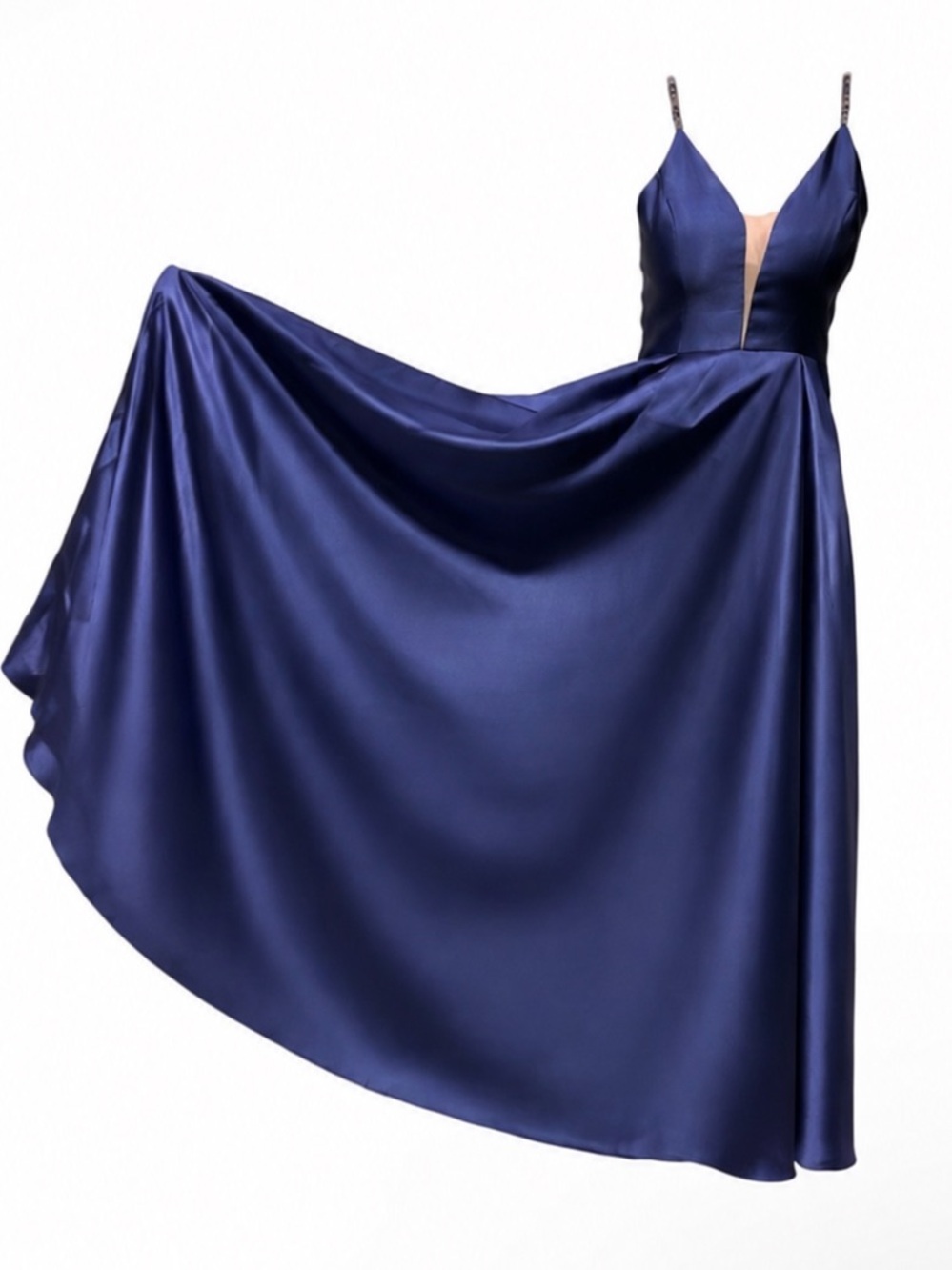 Macy's Royal Blue Plunge Neck Prom Dress